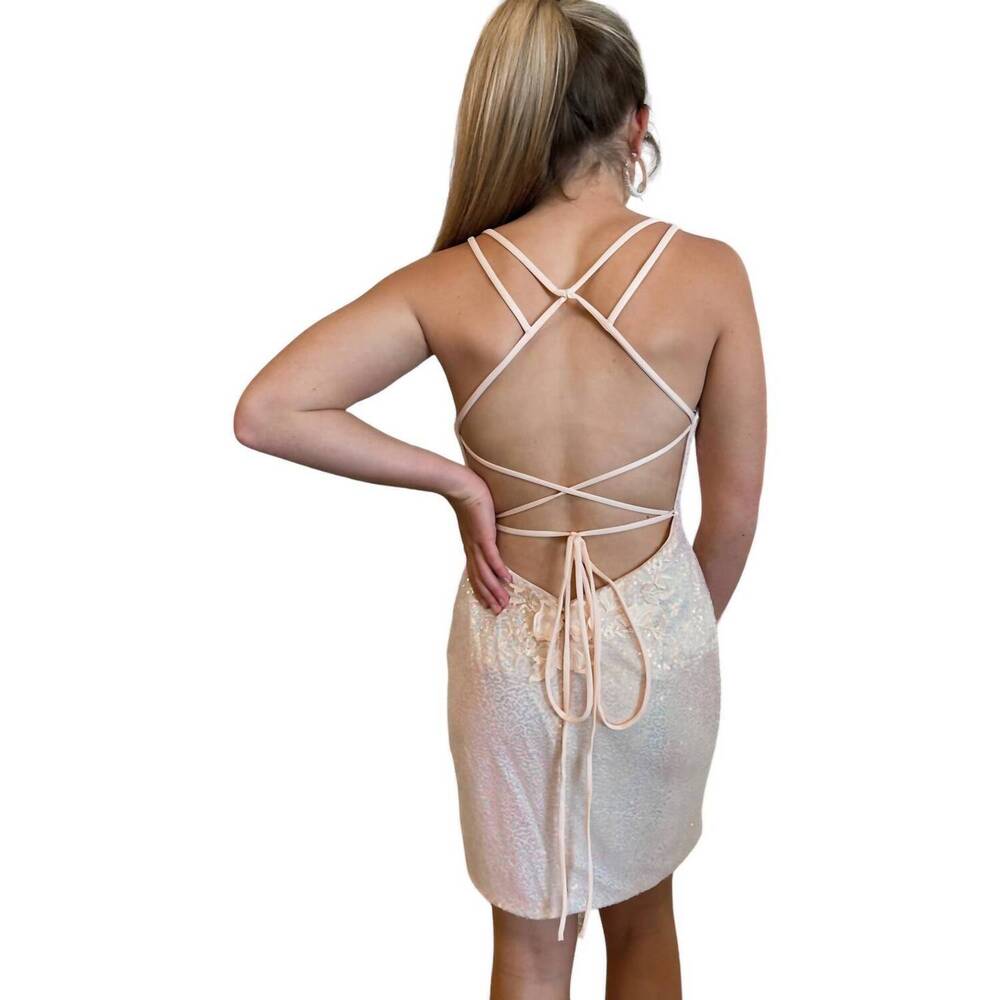 NEW BLUSH PROM criss cross dress in champagne - Picture 3 of 3